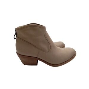 Sofft Women's Aisley Leather Ankle Boots Beige Zipper Support size 7.5M